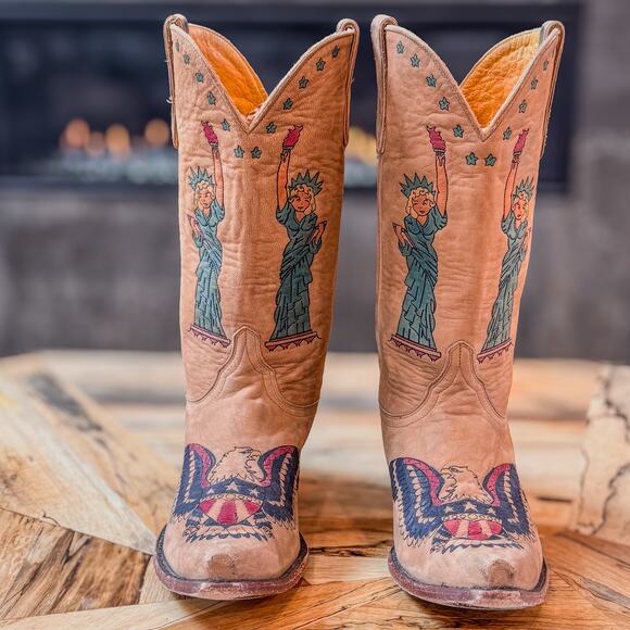 Rare Old Gringo Statue of Liberty Bald Eagle Tattooed Cowgirl Boots, Women’s 11B - Picture 8 of 10